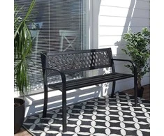 ProGarden Sodo suoliukas, juodos spalvos, 119x50x75cm, plienas