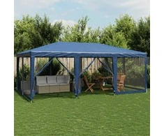 Proginė palapinė su 10 tinklinėmis sienomis, mėlyna, 6x4m, HDPE