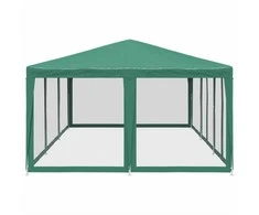 Proginė palapinė su 10 tinklinėmis sienomis, žalia, 6x4m, HDPE