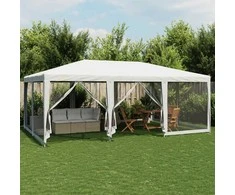 Proginė palapinė su 10 tinklinėmis sienomis, balta, 6x4m, HDPE