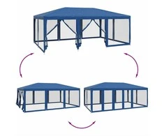 Proginė palapinė su 10 tinklinėmis sienomis, mėlyna, 6x4m, HDPE