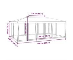 Proginė palapinė su 10 tinklinėmis sienomis, mėlyna, 6x4m, HDPE