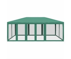 Proginė palapinė su 10 tinklinėmis sienomis, žalia, 6x4m, HDPE
