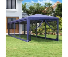 Proginė palapinė su 10 tinklinių sienų, mėlyna, 3x12m, HDPE