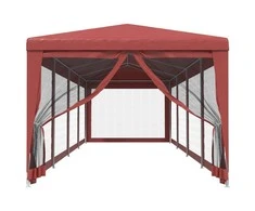 Proginė palapinė su 10 tinklinių sienų, raudona, 3x12m, HDPE