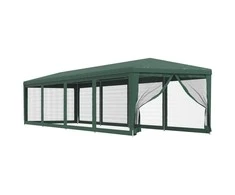 Proginė palapinė su 10 tinklinių sienų, žalia, 3x12m, HDPE