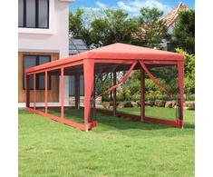 Proginė palapinė su 10 tinklinių sienų, raudona, 3x12m, HDPE