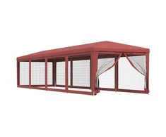 Proginė palapinė su 10 tinklinių sienų, raudona, 3x12m, HDPE