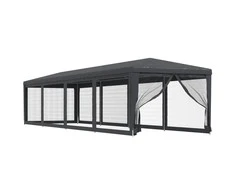 Proginė palapinė su 10 tinklinių sienų, antracito, 3x12m, HDPE