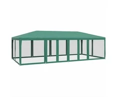 Proginė palapinė su 12 tinklinėmis sienomis, žalia, 8x4m, HDPE