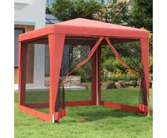 Proginė palapinė su 4 sienomis, raudona, 2,5x2,5m, HDPE