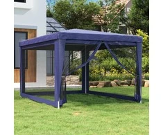 Proginė palapinė su 4 tinklinėmis sienomis, mėlyna, 3x4m, HDPE