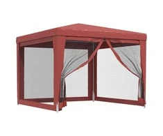 Proginė palapinė su 4 tinklinėmis sienomis, raudona, 3x3m, HDPE