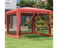 Proginė palapinė su 4 tinklinėmis sienomis, raudona, 3x3m, HDPE