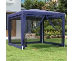 Proginė palapinė su 4 tinklinėmis sienomis, mėlyna, 3x3m, HDPE