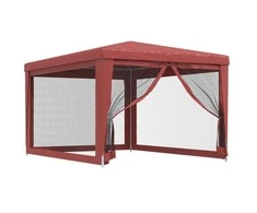 Proginė palapinė su 4 tinklinėmis sienomis, raudona, 3x4m, HDPE