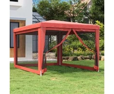 Proginė palapinė su 4 tinklinėmis sienomis, raudona, 3x4m, HDPE