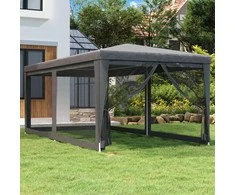 Proginė palapinė su 6 sienomis, antracito, 3x6m, HDPE
