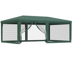 Proginė palapinė su 6 tinklinėmis sienomis, žalia, 6x4m, HDPE