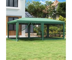 Proginė palapinė su 6 tinklinėmis sienomis, žalia, 6x4m, HDPE