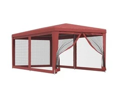Proginė palapinė su 6 tinklinėmis sienomis, raudona, 3x6m, HDPE
