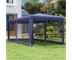 Proginė palapinė su 6 tinklinėmis sienomis, mėlyna, 3x6m, HDPE