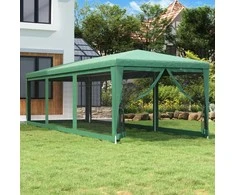 Proginė palapinė su 8 tinklinėmis sienomis, žalia, 3x9m, HDPE