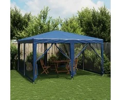 Proginė palapinė su 8 tinklinėmis sienomis, mėlyna, 4x4m, HDPE