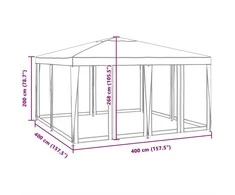 Proginė palapinė su 8 tinklinėmis sienomis, raudona, 4x4m, HDPE