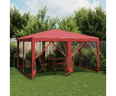 Proginė palapinė su 8 tinklinėmis sienomis, raudona, 4x4m, HDPE
