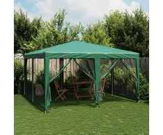 Proginė palapinė su 8 tinklinėmis sienomis, žalia, 4x4m, HDPE