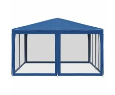 Proginė palapinė su 8 tinklinėmis sienomis, mėlyna, 4x4m, HDPE