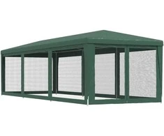 Proginė palapinė su 8 tinklinėmis sienomis, žalia, 3x9m, HDPE