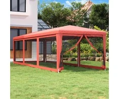 Proginė palapinė su 8 tinklinėmis sienomis, raudona, 3x9m, HDPE