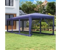 Proginė palapinė su 8 tinklinėmis sienomis, mėlyna, 3x9m, HDPE