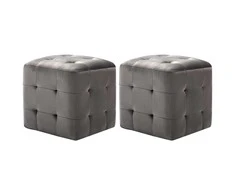 Pufai, 2 vnt., pilkos spalvos, 30x30x30 cm, aksomas (249017)