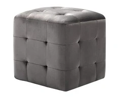 Pufai, 2 vnt., pilkos spalvos, 30x30x30 cm, aksomas (249017)