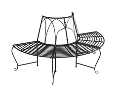 Pusapvaliai suoliukai aplink medį, 2vnt., juodi, 159cm, plienas