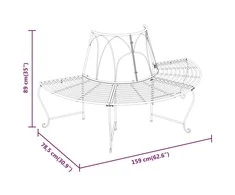 Pusapvalis suoliukas aplink medį, juodas, 159cm, plienas