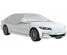 Pusės automobilio uždangalas su kabliukais, sidabrinis, M, PEVA