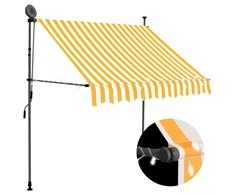 Rankinė ištraukiama markizė su LED, balta ir oranžinė, 100cm
