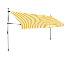 Rankinė ištraukiama markizė su LED, balta ir oranžinė, 400cm