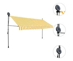 Rankinė ištraukiama markizė su LED, balta ir oranžinė, 350cm
