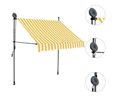 Rankinė ištraukiama markizė su LED, balta ir oranžinė, 150cm