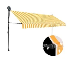 Rankinė ištraukiama markizė su LED, balta ir oranžinė, 400cm