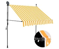 Rankinė ištraukiama markizė su LED, balta ir oranžinė, 150cm