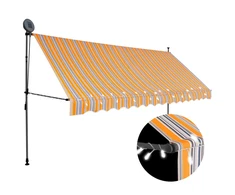 Rankinė ištraukiama markizė su LED, geltona ir mėlyna, 350cm