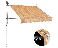 Rankinė ištraukiama markizė su LED, geltona ir mėlyna, 150cm
