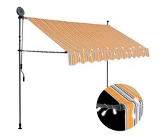 Rankinė ištraukiama markizė su LED, geltona ir mėlyna, 250cm