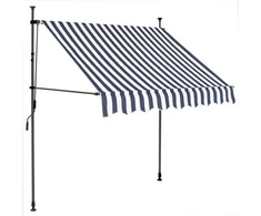 Rankinė ištraukiama markizė su LED, mėlyna ir balta, 100cm